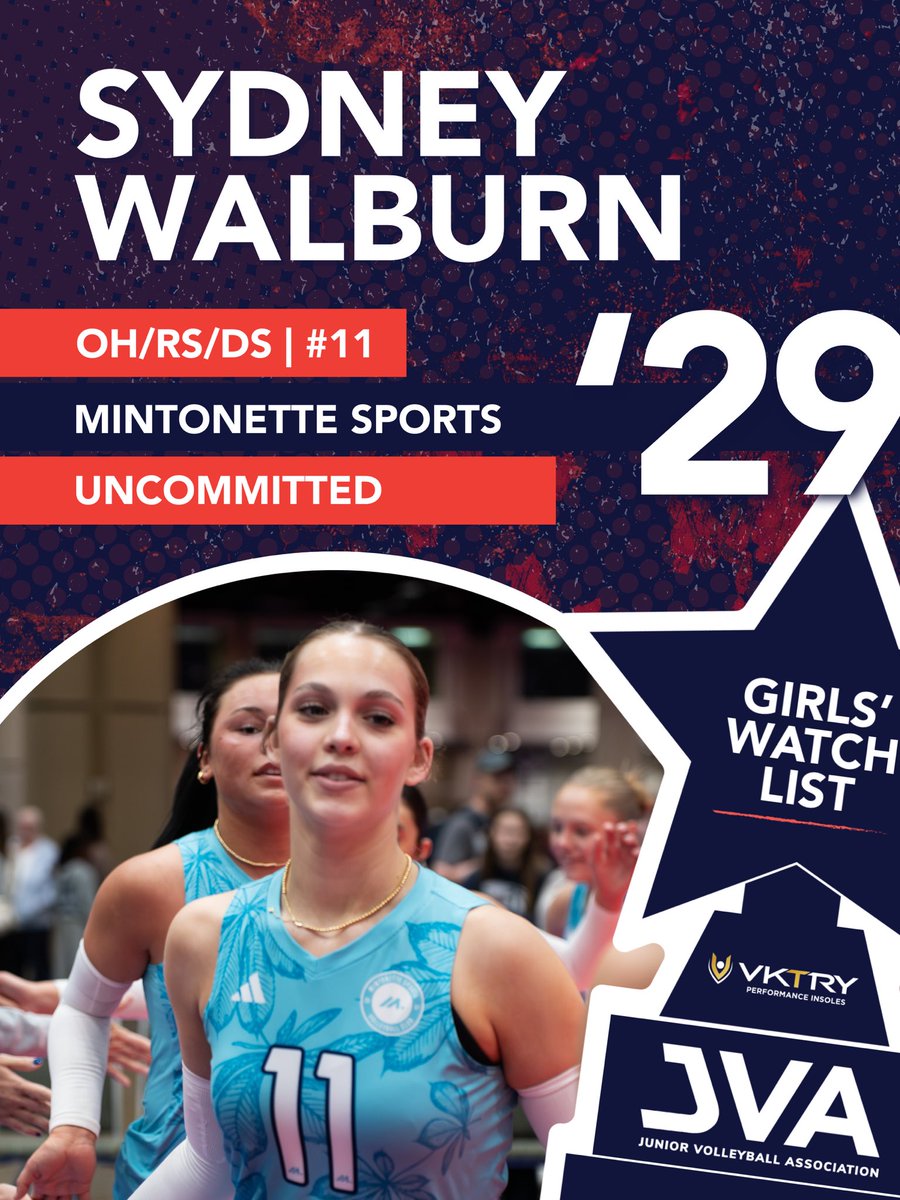 SydneyWalburn's tweet photo. Grateful and stoked to be recognized on the JVA Girls Watch List for 2026! Looking forward to continuing to compete and grow with my team. Thank you @jvavolleyball for the recognition! Let’s compete! @MintonetteSport #lifeofmintonette https://t.co/ZiO9FDVUuL