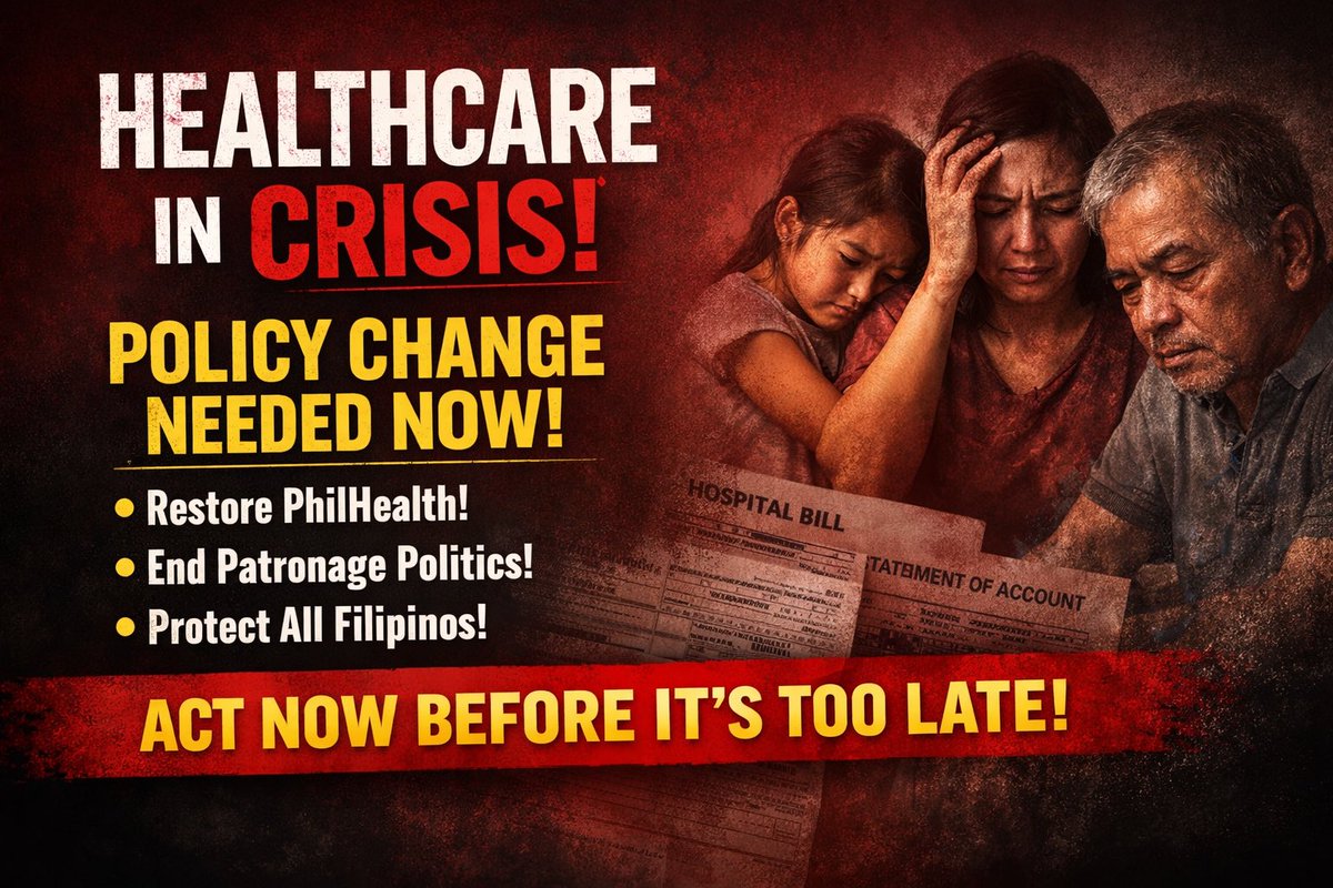 DrTonyLeachon's tweet photo. From Middle Class to “The New Poor”
Dr. Tony Leachon

In the Philippines today, poverty is no longer defined by joblessness. Even salaried families are crushed by healthcare costs.

PhilHealth—once a safety net—has been gutted. The unconstitutional transfer of funds in 2024, followed by zero subsidy in 2025, dismantled its capacity to protect ordinary Filipinos.

In its place, MAIFIP emerged: a program rooted in patronage politics, where access to care depends on favors and connections. Universal health care has been reduced to begging for assistance.

The result? Middle-class families, once buffered by salaries and savings, now sell assets, incur debt, or plead with politicians. They have become “The New Poor”—not for lack of income, but for lack of protection against illness.

Healthcare should never be a political favor. The collapse of PhilHealth is a betrayal of the constitutional promise of universal care.

The challenge is clear: restore trust, rebuild PhilHealth, and reject systems of patronage.

#RelentlessForChange
#HealthWithHonor

Tony Leachon

@SCPh_PIO 
@jvejercito 
@piacayetano 
@loren_legarda
