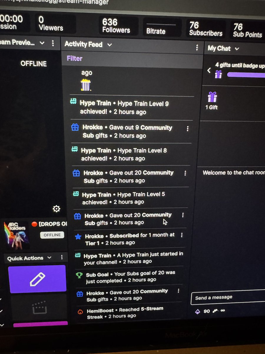 KersdONE's tweet photo. I got my first hype train today and it consisted of 69 gifted subs. I am so beyond happy right now. This year i have put a lot of focus into streaming. I have wanted this for so long, and most days it is just me talking to myself so moments like this make it worth it.
Thank You. https://t.co/IvluJ0xCw3