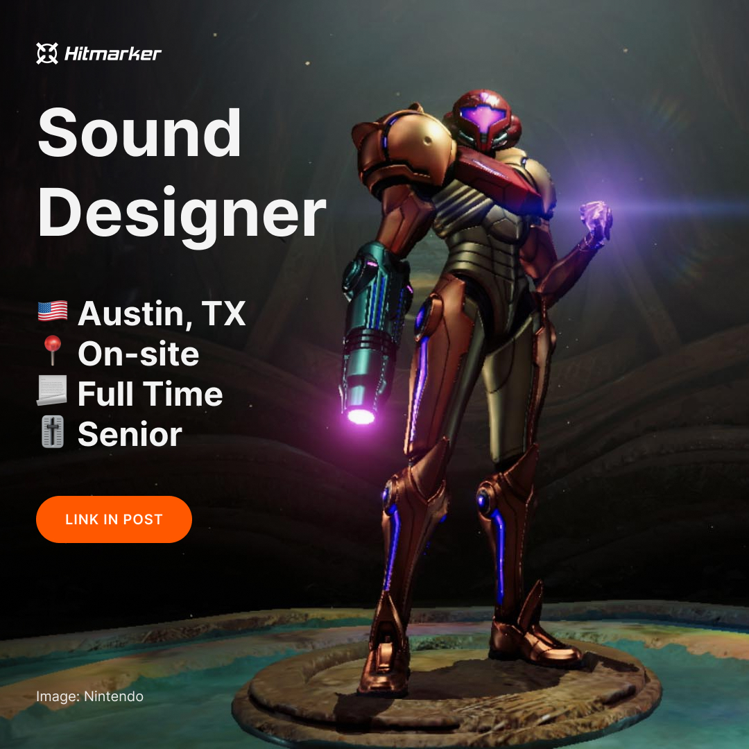 HitmarkerJobs's tweet image. ⚡️ NEW: The team behind Metroid Prime is searching for a talented sound designer! 🔊

💼 Sound Designer
🏢 Retro Studios
🇺🇸 Austin, TX
📃 Full Time
🎚 Senior
🏷 #GameDesign, #SoundDesign, #Nintendo

Apply here 👇
hitmarker.net/jobs/retro-stu…