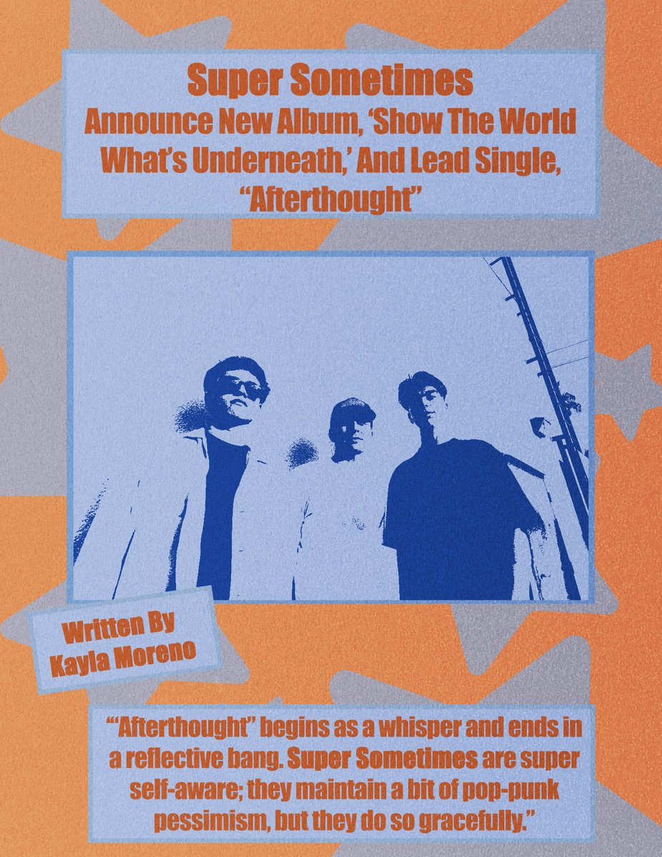 punkagandapress's tweet photo. San Diego heavy-hitters, Super Sometimes (@supersometimes) are back with reflective new single, “Afterthought.”

Read @punr0ck_'s full review on the meaning behind the single and the power chords punching through the choruses! 

https://t.co/Gqj9fKjZ9A https://t.co/Vjen5sP7J1