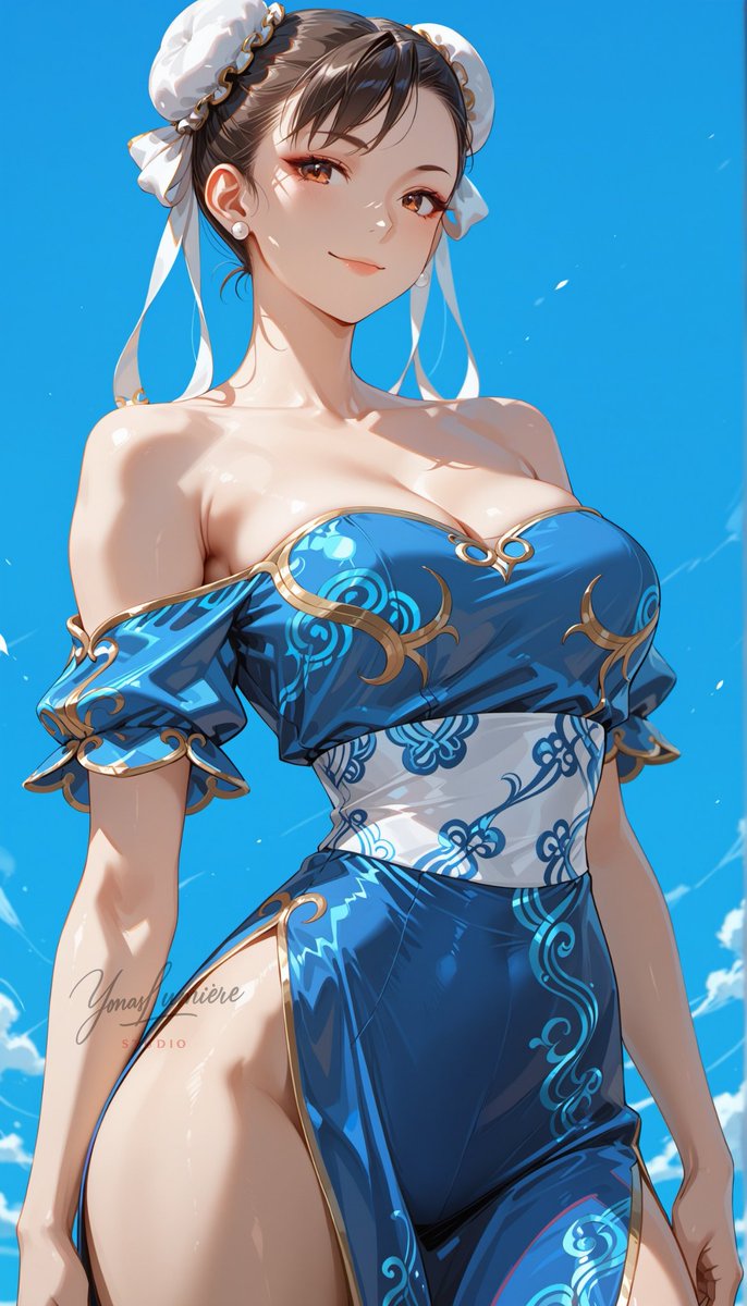 oneesan_aiart's tweet photo. hun-Li — radiant in her elegant dress, blending timeless grace with the strength of a legendary fighter, proving beauty and power can stand side by side 💙✨ #ChunLi #StreetFighter #aiart https://t.co/YnXPI7qZxb