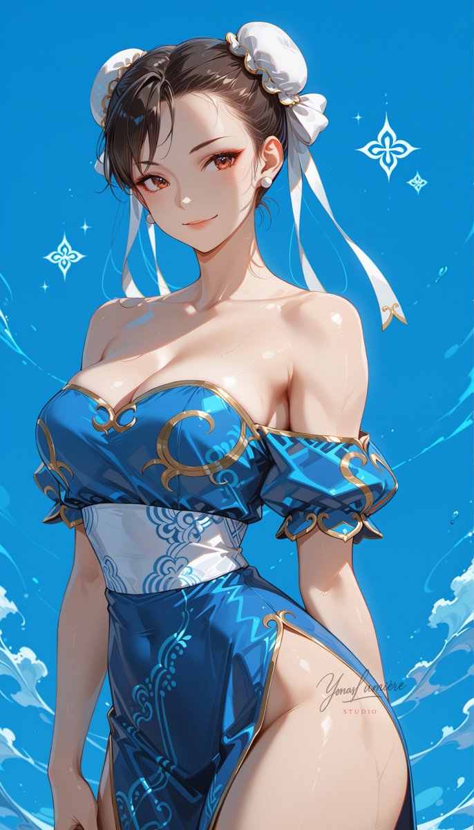 oneesan_aiart's tweet photo. hun-Li — radiant in her elegant dress, blending timeless grace with the strength of a legendary fighter, proving beauty and power can stand side by side 💙✨ #ChunLi #StreetFighter #aiart https://t.co/YnXPI7qZxb