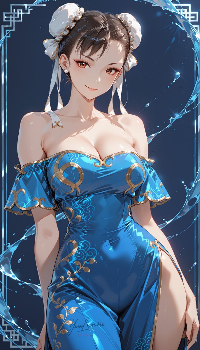 oneesan_aiart's tweet photo. hun-Li — radiant in her elegant dress, blending timeless grace with the strength of a legendary fighter, proving beauty and power can stand side by side 💙✨ #ChunLi #StreetFighter #aiart https://t.co/YnXPI7qZxb