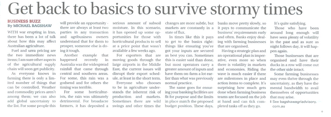 MichaelBagshaw's tweet photo. This week's Stock Journal article. There are many aspects of agriculture that can't be controlled. It pays to have a laser-like focus on the things that can be. https://t.co/gjPwHLRi8h