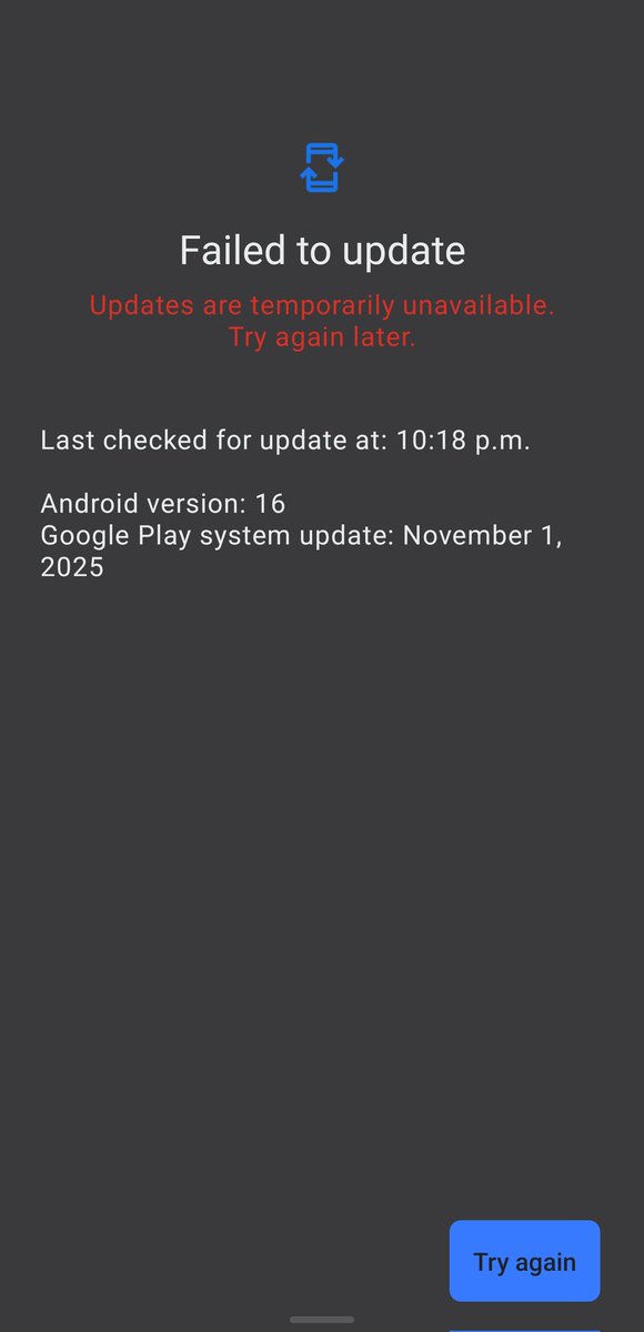jamiria786's tweet photo. @theonecid S26 ultra Google play update fails . Shows 74mb available https://t.co/qsst51tBDu