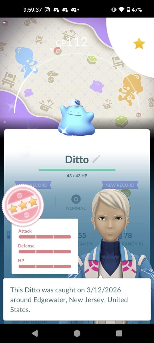 shinypok3hunt3r's tweet photo. SHUNDOOOOO !!!!!
✨💙✨💙✨💙✨💙✨💙✨
#shinyDITTO💯 white hat w/ BG
#PokémonGo
#shinypokémon
#shinyhunters
#spoofersaretrainerstoo
#spoofer4ever✈️
#NOT4HATERS https://t.co/CiHcLpxjLd