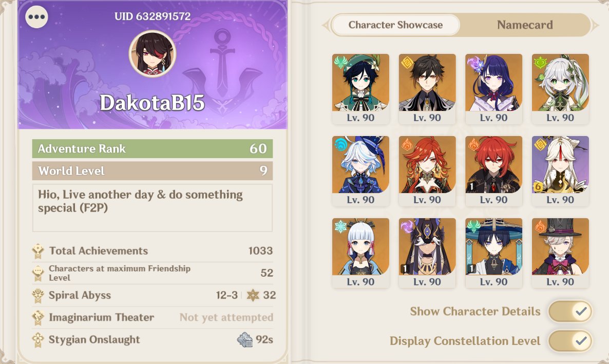me vs my genshin profile

(THEY NEED TO ADD MORE SLOTS SO I CAN ADD COLUMBINA &amp; IANSAN!!!)