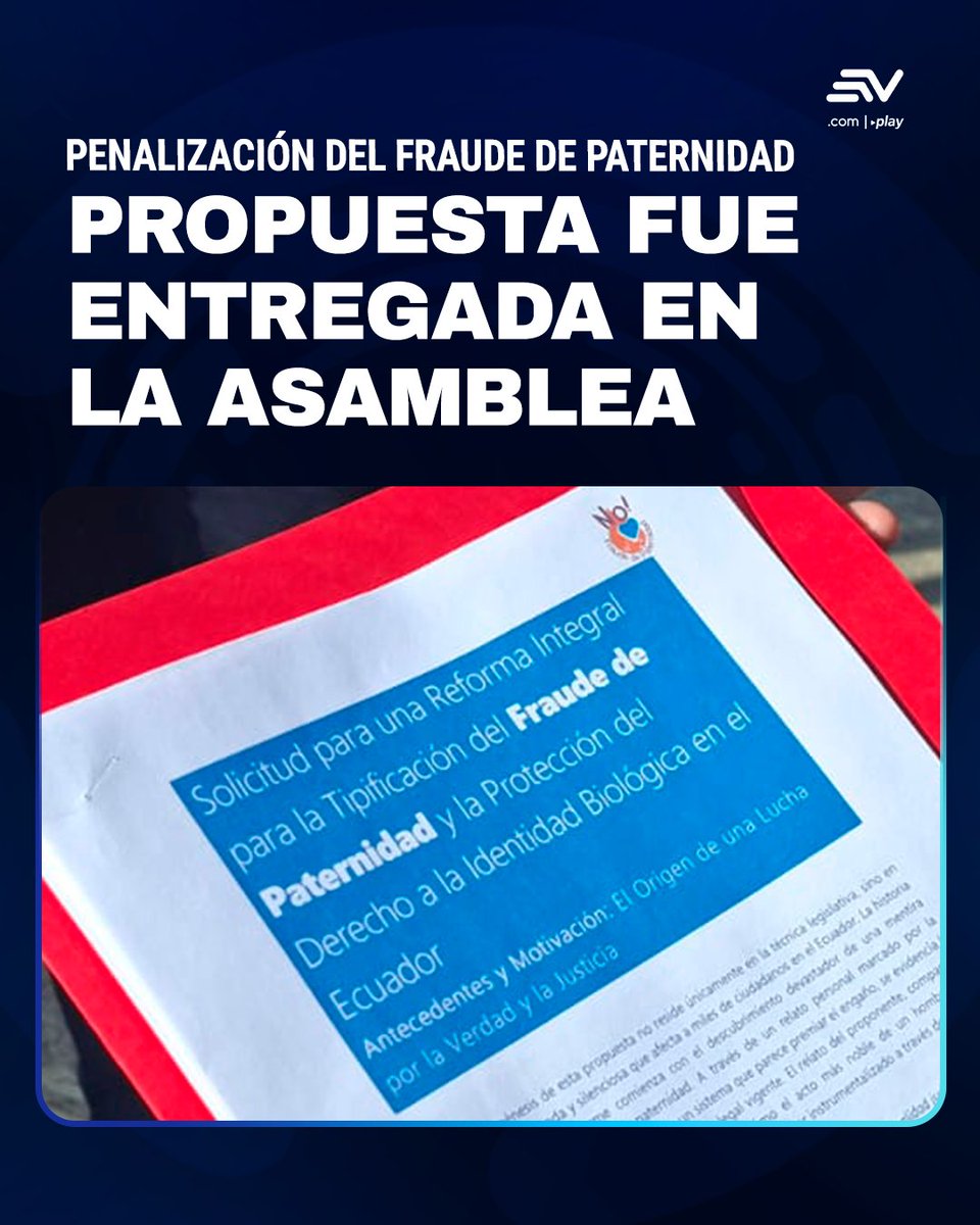 📢 Un grupo de afectados por fraude de paternidad acudió a la Asamblea Nacional para presentar una propuesta que busca penalizar esta conducta en Ecuador con penas de tres a cinco años de cárcel.

Más detalles 👉 bit.ly/4lphrrX