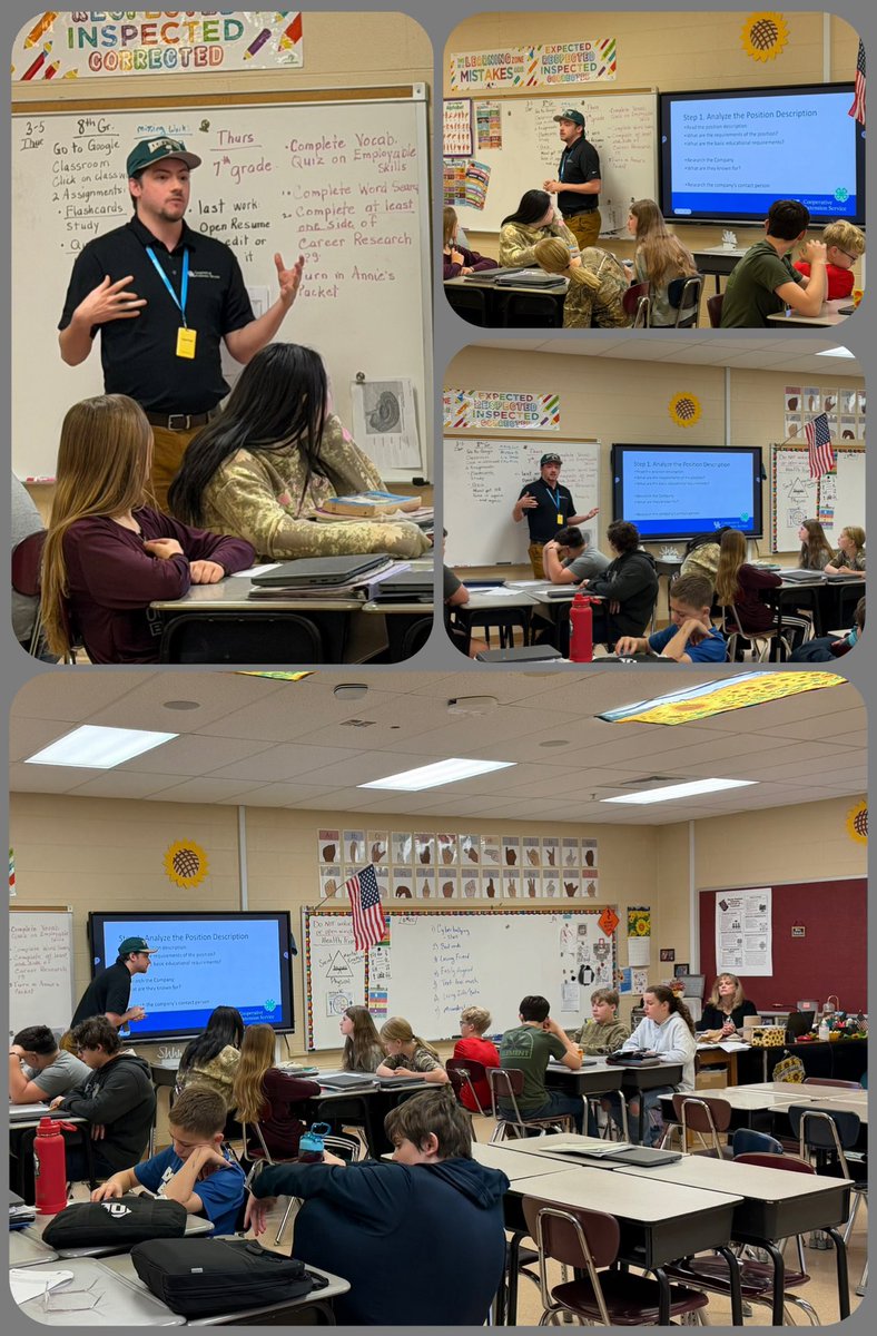 Community partnerships make a difference and help to support our students and their learning! Thank you to Bryce Charles, Owen County 4-H Youth Agent, for speaking with Mrs. Tamplin’s 7th &amp; 8th grade Practical Living classes about cover letters and job interviews. #WEareOC