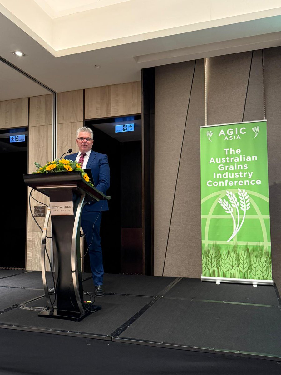 GrainTradeAus's tweet photo. The 2nd day of# GTAโs #AGIC Asia is officially underway! GTAs Chair, Ole Houe, is opening the conference in Ho Chi Minh City, & setting the tone for a dynamic series of discussions on the future of grain trade, industry collaboration, and strengthening global relationships. https://t.co/ZgiSYWcdLP