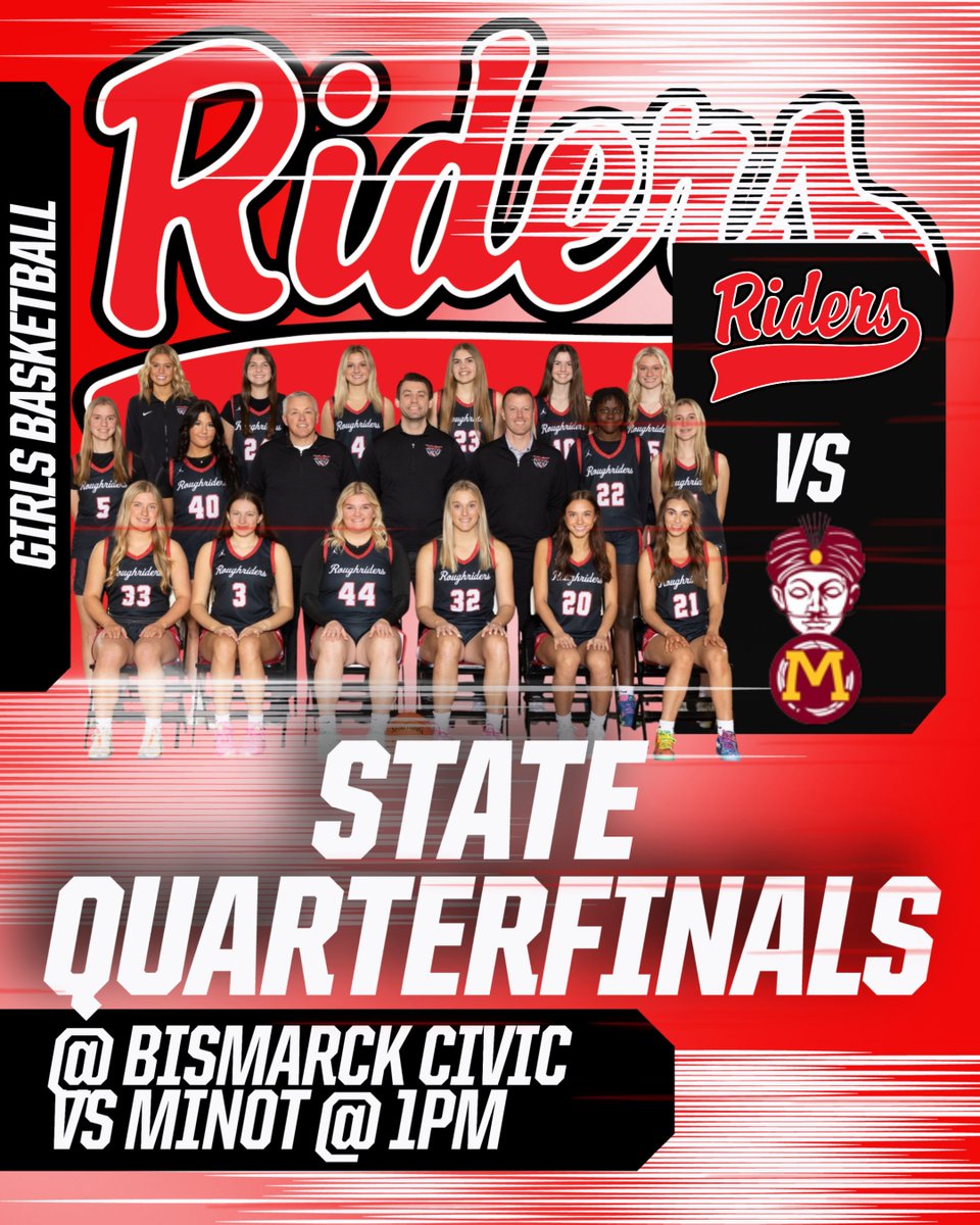 Good luck to <a href="/RRHS_gbb/">RRHS Girls BBall</a> as they take on Minot in the opening round of the State Tournament out in Bismarck today! #RideAsONE #EAT