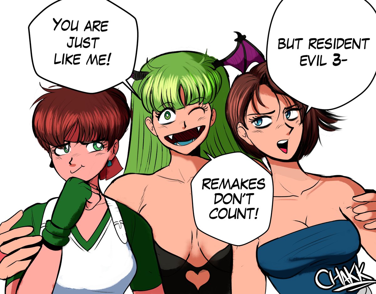 Morrigan and her Biohazard besties.

(I hope this drawing ages badly)