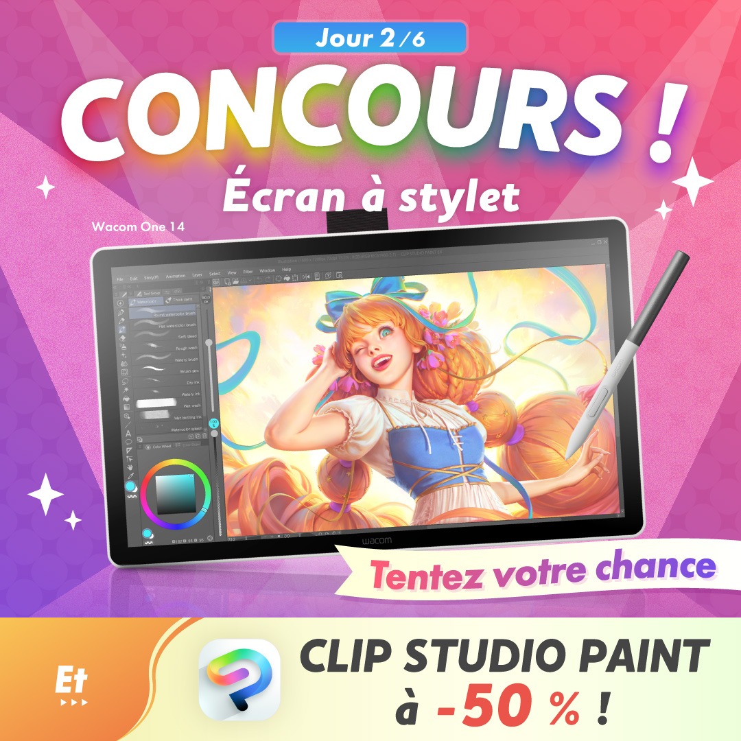 clipstudiopaint's tweet photo. Une tablette à écran à gagner chaque jour !
Jour 2✨

Suivez &amp; repostez pour participer.
Jusqu'au 17/03, 8h00 (GMT).
Participez sur X, Instagram et Facebook pour augmenter vos chances !