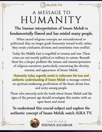 jazam74's tweet image. #Message #Humanity #Iran #ImamMehdi #USA #Trump #Urdu #Punjabi #Concept #Love #Peace #Harmony #Equality #Justice #Brotherhood #Alratv #Messiah #TheAwaitedOne