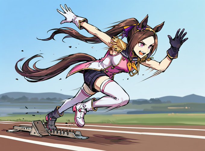 もしもウマ娘がほかの競技やったら 短距離走編 クラウチングスタートしてるサクラバクシンオー見たい