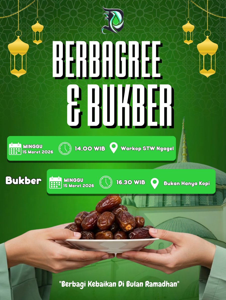 Degrees_EJ's tweet photo. [#Berbagree &amp; Bukber with DGRS EJ]

Yuk kita ramaikan #Berbagree &amp; Bukber pada:

Berbagree
📅 Minggu, 15 Maret 2026
⏰ 14.00 WIB – selesai
📍 Warkop STW Ngagel
Bukber
📅 Minggu, 15 Maret 2026
⏰ 16.30 WIB – selesai
📍Bukan Hanya Kopi

Karena kebaikan selalu membuahkan makna! ✨ https://t.co/hFDufHLrvu