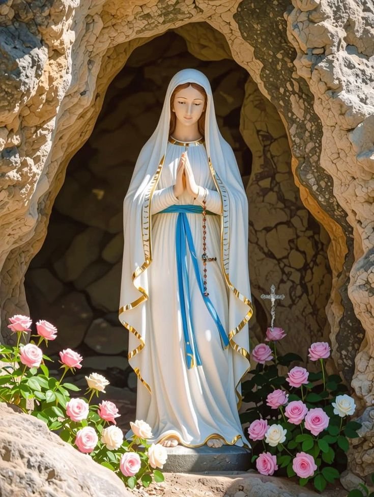 AVE MARIA, CHEIA DE GRAÇA,
o Senhor é convosco,
bendita sois vós entre as mulheres
e bendito é o fruto do vosso ventre, Jesus.
Santa Maria, Mãe de Deus,
rogai por nós pecadores,
agora e na hora da nossa morte.

AMÉM!