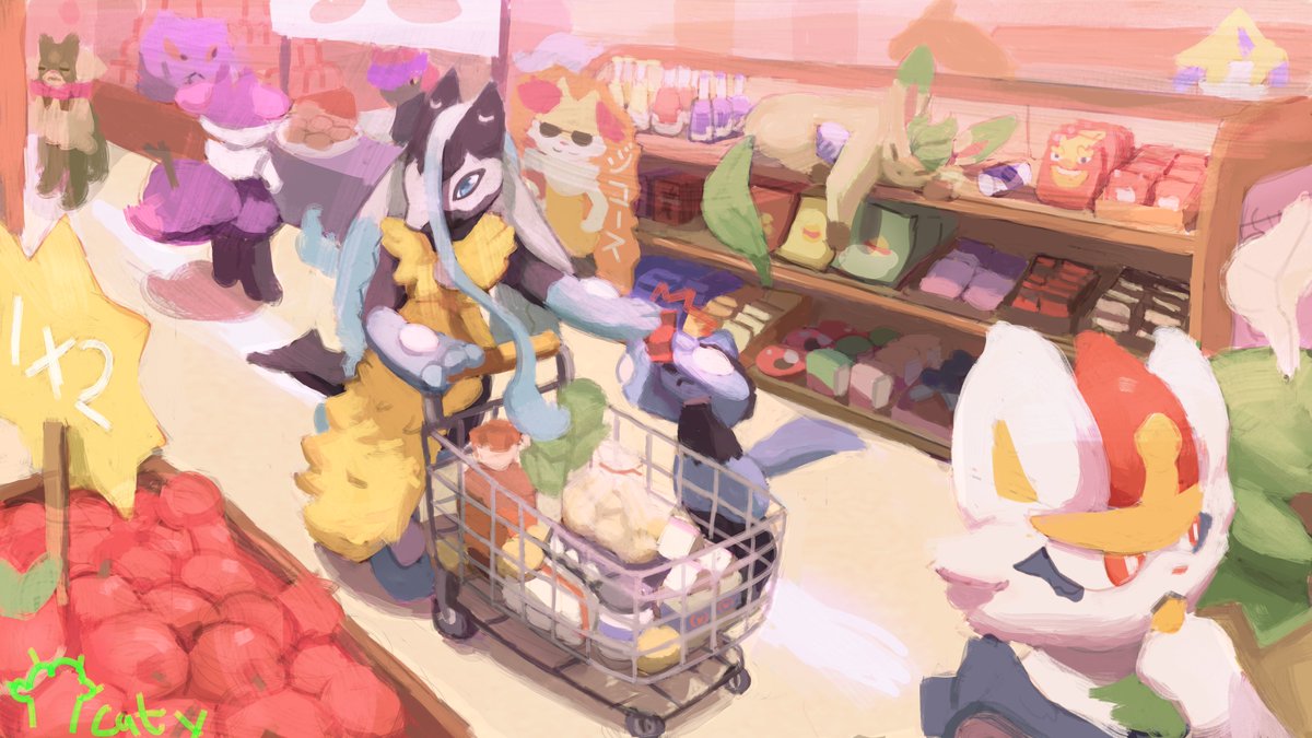 No riolu, you can't eat that.. Ohh apples!

#digitalart #lucario