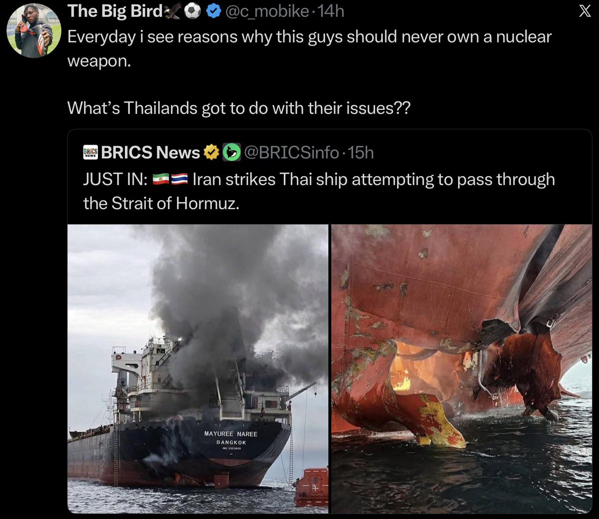 คนทั่วโลกเขาด่าอิหร่าน บอกว่าประเทศไทยไม่ได้เกี่ยวอะไรกับสงคราม ทำไมอิหร่านถึงต้องไปโจมตีเรือพาณิชย์ของไทยที่ขนส่งสินค้าในน่านน้ำสากลด้วย นี่เป็นเหตุผลที่ไม่ควรให้อิหร่านครอบครองนิวเคลียร์ ฯลฯ

แต่เชื่อมั๊ยว่ามีคนไทยกองเชียร์เผด็จการมุสซี่อิหร่านบอกว่า