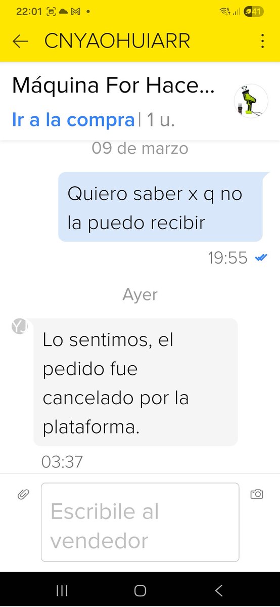 danaduarte076's tweet image. @danadanuska ​@marcos_galperin @ML_Ayuda @veleznazarena @defensaconsumidor Soy Dana Duarte. ML canceló máquina ya paga para pelucas oncológicas de mi familia. Proveedor confirma error de ML. Reclamo 443187013. ¡Solución ya! #Dignidad #MercadoLibreEstafa