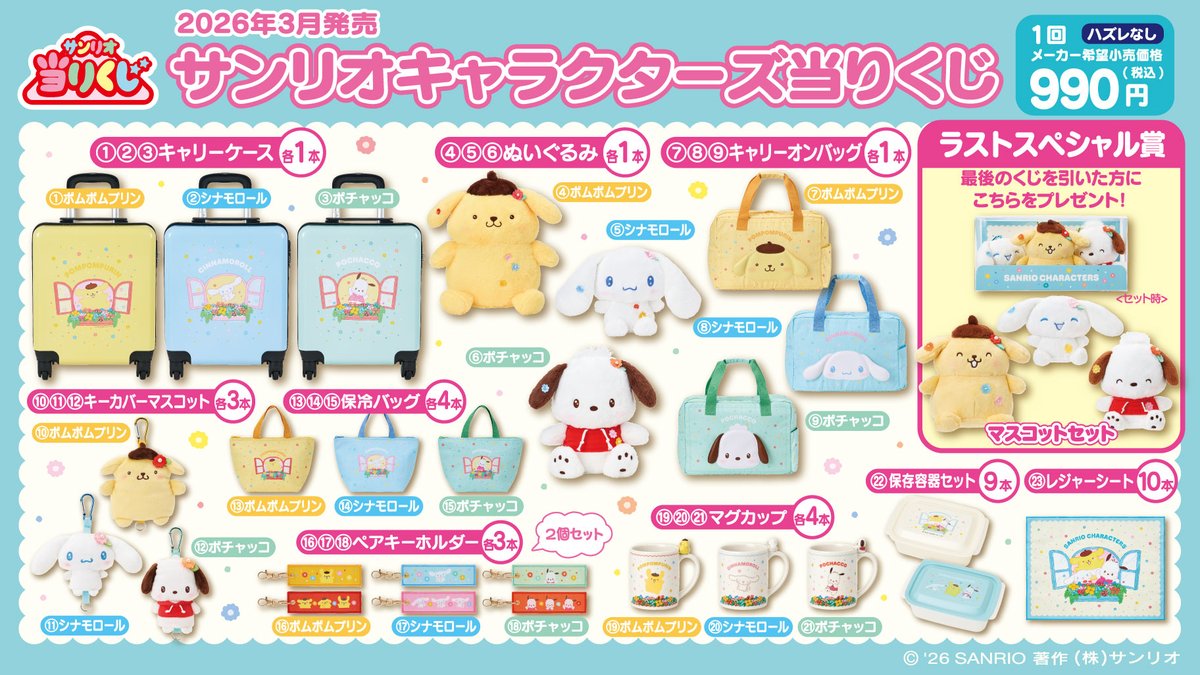 サンリオキャラクターズ当りくじ」1回990円(税込) 今回はシナモロール