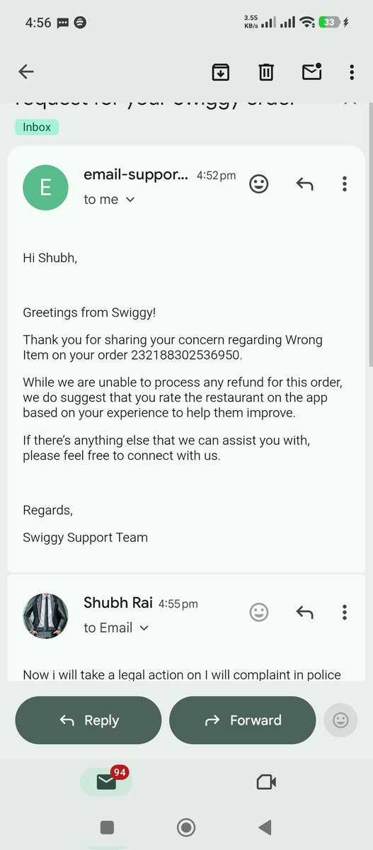 bj_vv79083's tweet photo. @Swiggy now I will take legal action I complain in police station as much as national consumer helpline because Swiggy had done fraud with me i selling wrong items and not refund my money https://t.co/J9MexaNVqp
