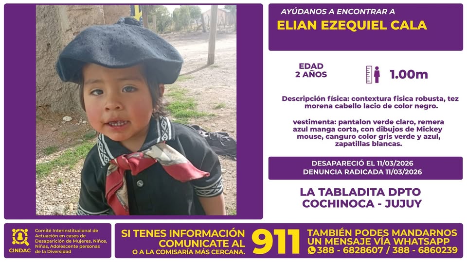 Jujuy: se busca a Elian Ezequiel Cala
jujuyaldia.com.ar/2026/03/11/juj…
