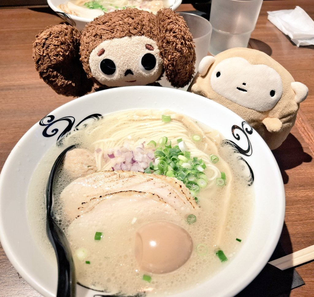 大好き鶏だしラーメン🐔🐵
#ぬい撮り #チェブラーシカ #フモフモさん