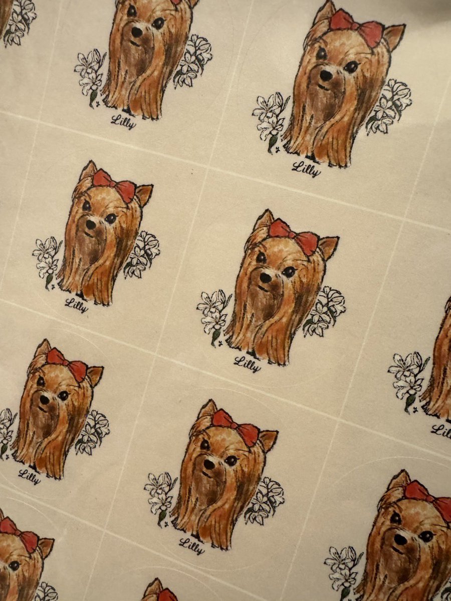 Lilly sticker
可愛くて可憐なリリーちゃんのご家族からのご依頼でした！
ありがとうございます。

#ヨークシャテリア #artwork  #絵画 #yorkshireterrier  #クボタユキ