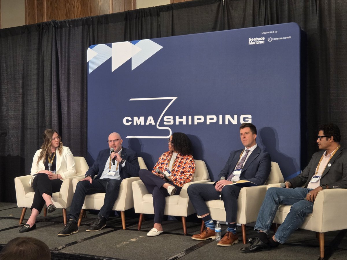 SubseaGlobal's tweet photo. Great to see Karl Lander representing Subsea Global Solutions on the panel “How Technologically Advanced Solutions Can Help Shipping Fleets Achieve Performance and Sustainability Targets” at the CMA Shipping Conference. https://t.co/Oy0uY4K95B