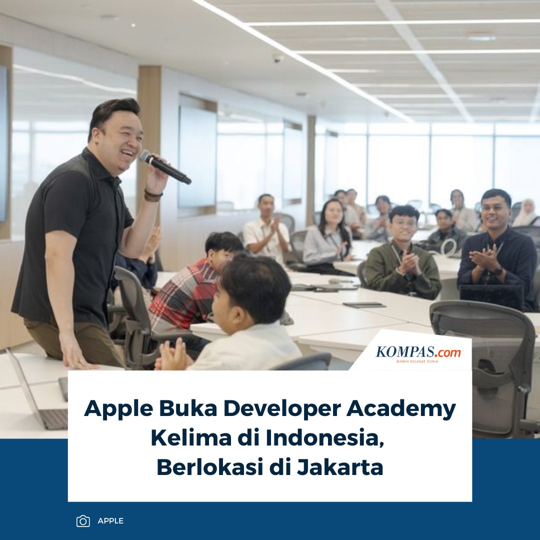 KompasTekno's tweet photo. Apple resmi membuka Apple Developer Academy kelima di Indonesia yang berlokasi di Autograph Tower, Jakarta, bekerja sama dengan Universitas Ciputra.
👉🏻Baca selengkapnya https://t.co/CMCSZNpyeL
~AM #Apple #DeveloperAcademy #Jakarta https://t.co/h4jyYmxwOm