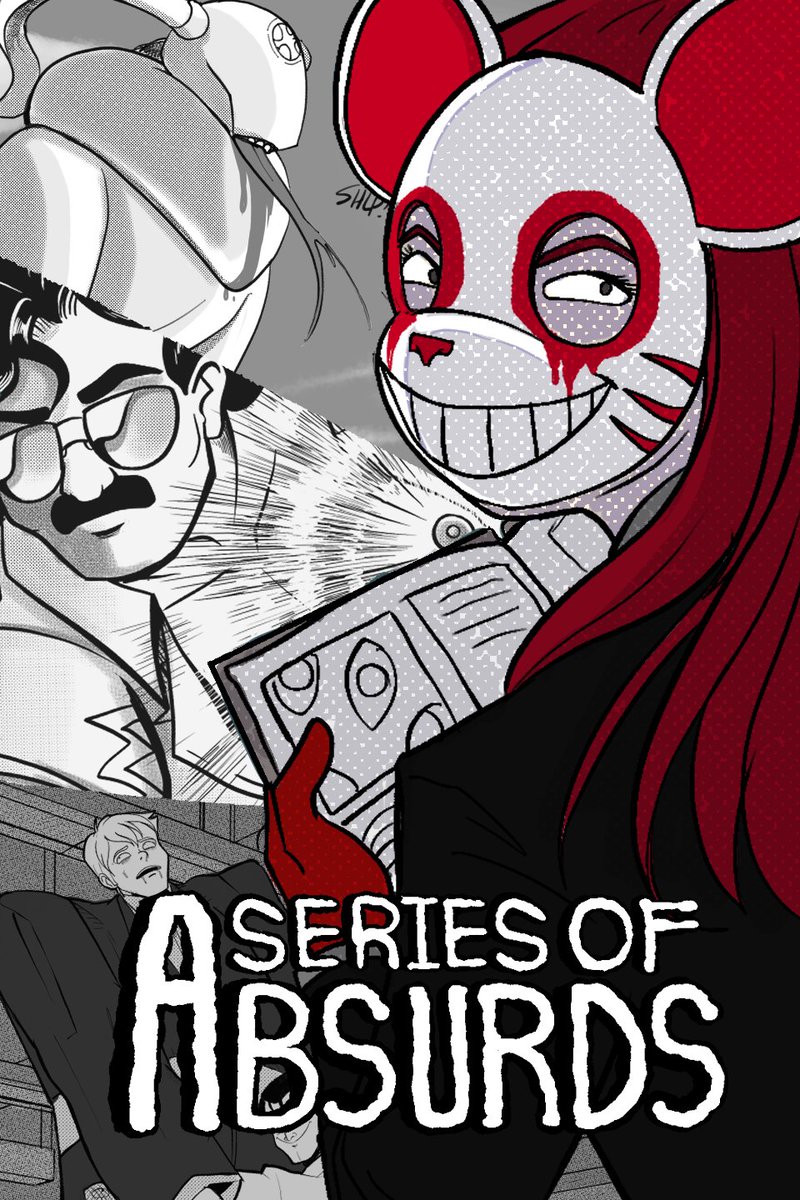 BitterMause's tweet photo. Updated promo art to remind y'all that If you like tales of weird horror, dark comedy and strange fiction, A Series of Absurds has you covered!
Follow along at: 
 - https://t.co/lNUeDwZQs9
- https://t.co/bHv2m4Sq5K
 - https://t.co/PlYeRR3YtD 

#Webcomics #webcomic #horrorcomics https://t.co/FCYuIDmoSz