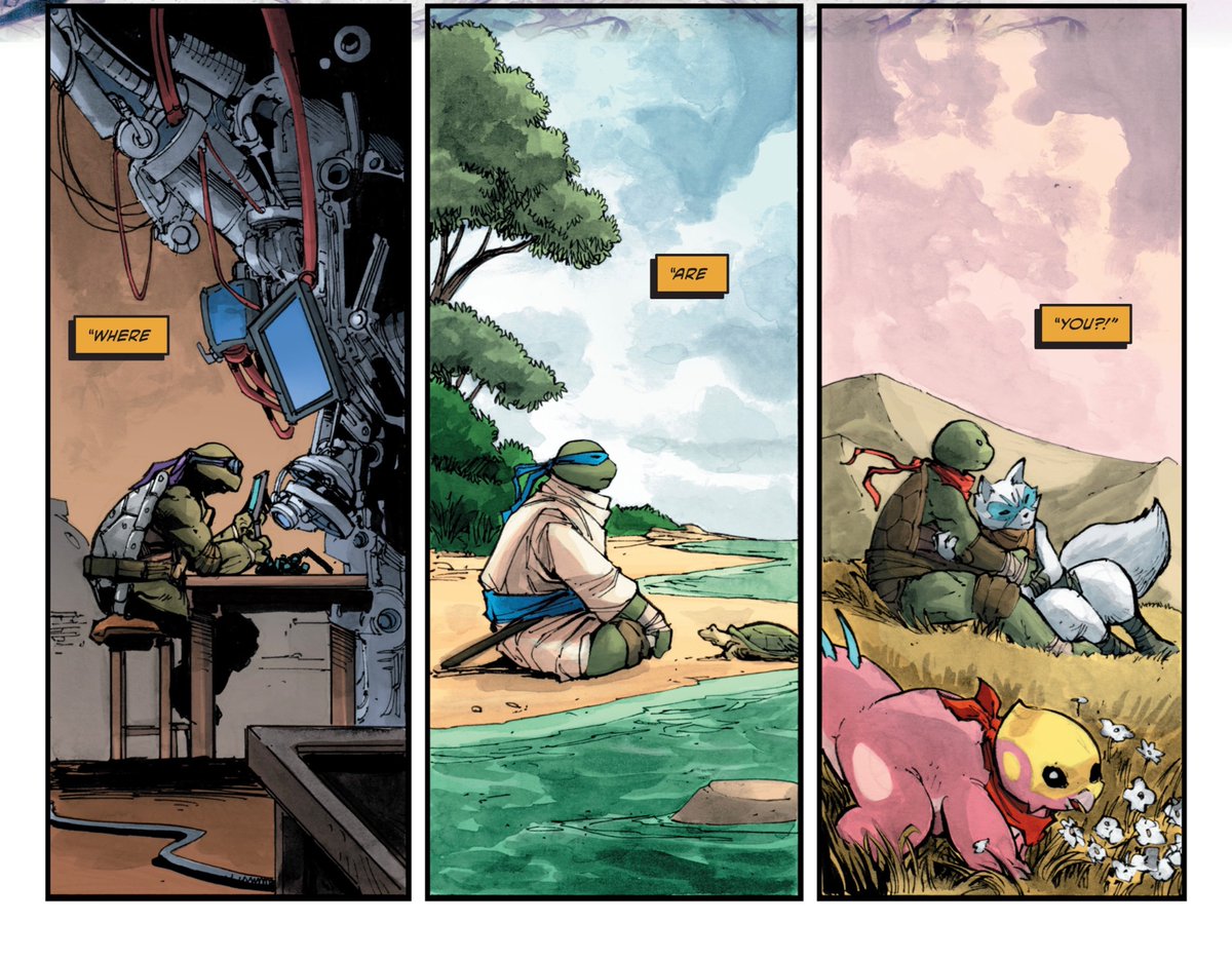 i mentioned raph wanting to go back to “the good ol’ days” earlier but man seeing leo still yearn for the ganges really hurt… donnie being absorbed in his machines like he was with magic… my heart💔