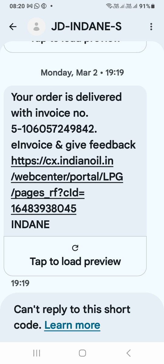 pathakajay51's tweet photo. @IndianOilcl According to this message My Cylinder Delivered to me dated 2.03.26 but it's not delivered to me.. Agency representative Telling again again to deliver it soon... But Till now they can't deliver.. https://t.co/QicG73ig2L