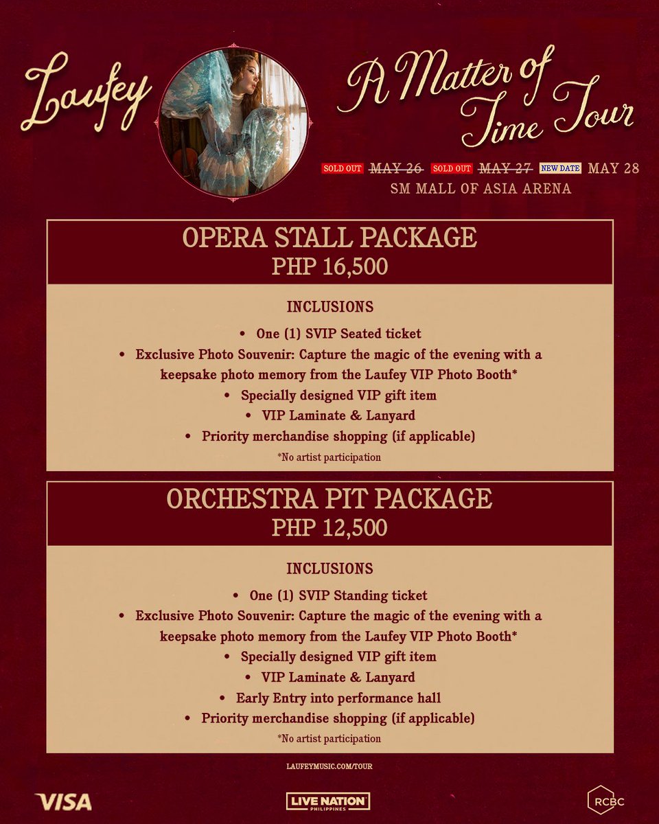 livenationph's tweet image. Lauvers, in case you missed it, another night has been added to Laufey’s A Matter of Time Tour in Manila! ✨

📅 May 26 &amp;amp; 27, 2026 — SOLD OUT ❗
📅 May 28, 2026 — NEW DATE ADDED ✨
📍 SM Mall of Asia Arena

🎟 Tickets go on sale today at 12PM via smtickets.com and SM