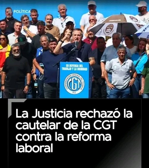 ⚖️ La Justicia RECHAZÓ ❌ la cautelar de la CGT que buscaba TIRAR la reforma laboral 🔥

¿QUÉ OPINÁS?

1- EXCELENTE ✅
2- ESTOY EN CONTRA ✖️