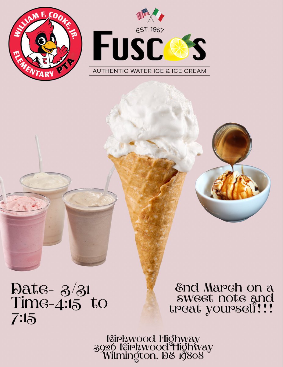 🗓️ Mark your calendar for our next PTA event. 🍦