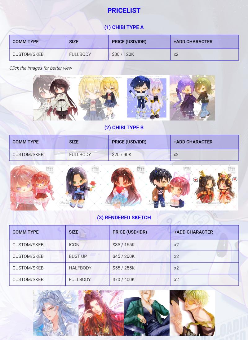 Hai, komis aku yang ini open terus ya, chibi ini sama renderednya🙏 Tapi mungkin pengerjaan agak slow karena udah mau lebaran.
Info carrd 
uzacomms.carrd.co

Kalau minat bisa ketuk dm ^^

#commissionopen #artidn