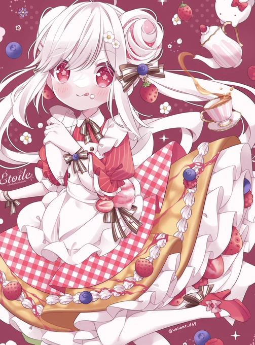 クレープのお洋服本当にお気に入りだけど、今の絵でいつかまた描きたいってずっと言っている。 #スイーツの日