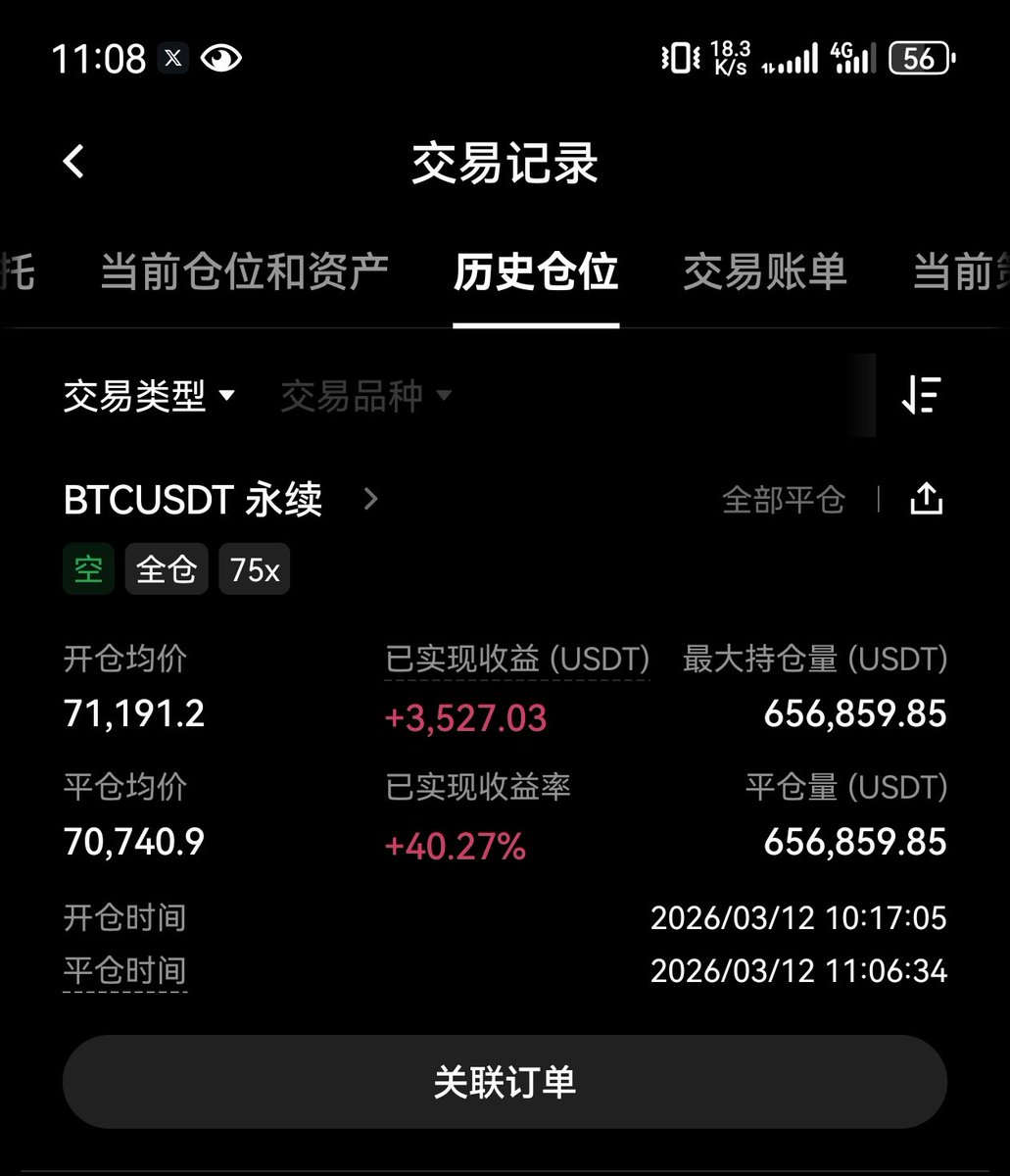 空单拿下3527美金
​落袋为安
​24689元[胜利]永远敬畏市场，
​风险永远都存在
