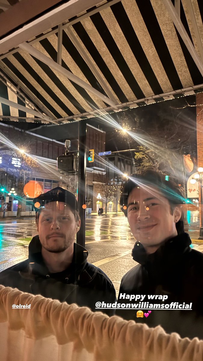 Hudson Williams with ‘Yaga’ co-star Noah Reid 🫰🏼 (clarkb via Instagram Stories)