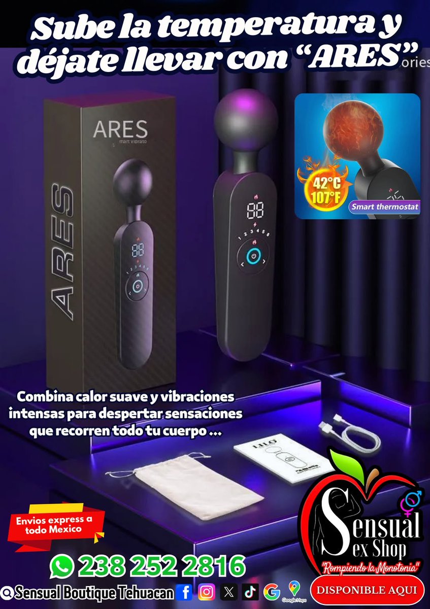 SensualTehuacan's tweet photo. 🔥✨ Sube la temperatura y déjate llevar ✨🔥
La varita Ares con efecto térmico combina calor suave y vibraciones intensas para despertar sensaciones que recorren todo tu cuerpo😏
#ventastehuacan #amorpropio #masajesterapéuticos #QuieroUnMasaje #termico #tehuacanpuebla https://t.co/HadtPjgm9X