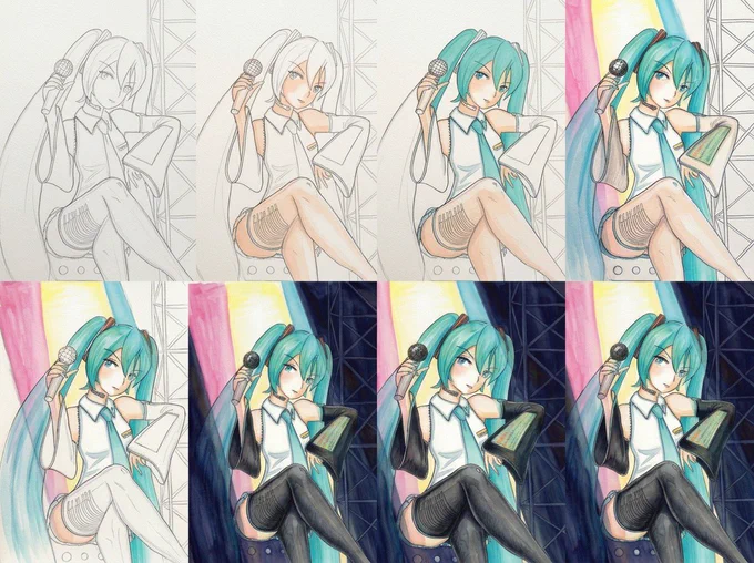 ミクの日イラスト失敗したので(1枚目)、次に繋げる為にどうしたら良かったかをAIと話してみた 成功したらどうなったのか(2枚目) どうすれば良かったのかとか、工程ごとの進め方のポイントとか(3枚目)、工程毎の途中イメージ(4枚目これはかなり嘘が入る) 進め方提案してくれるので、専属の先生だな…