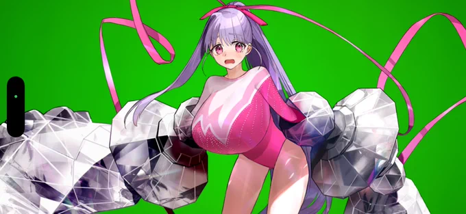 FGOのマイルーム撮影イベント 背景をカメラモードにして緑色の紙とかモニター映せば簡易的なグリーンバックに出来てキャラの切り抜きが楽になるね