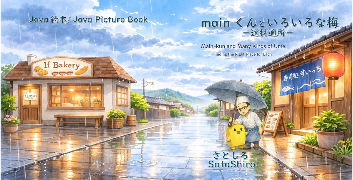 mainkun_ebook's tweet photo. 5/30
【New Book Release】

A new book from the Java Picture Book series.

"Main-kun and Many Kinds of Ume"

A gentle picture book introducing the world of Java programming.

▼Paperback
(Add Amazon link here)

#JavaPictureBook
#ProgrammingEducation
#SatoShiro https://t.co/ybFii59Ngc