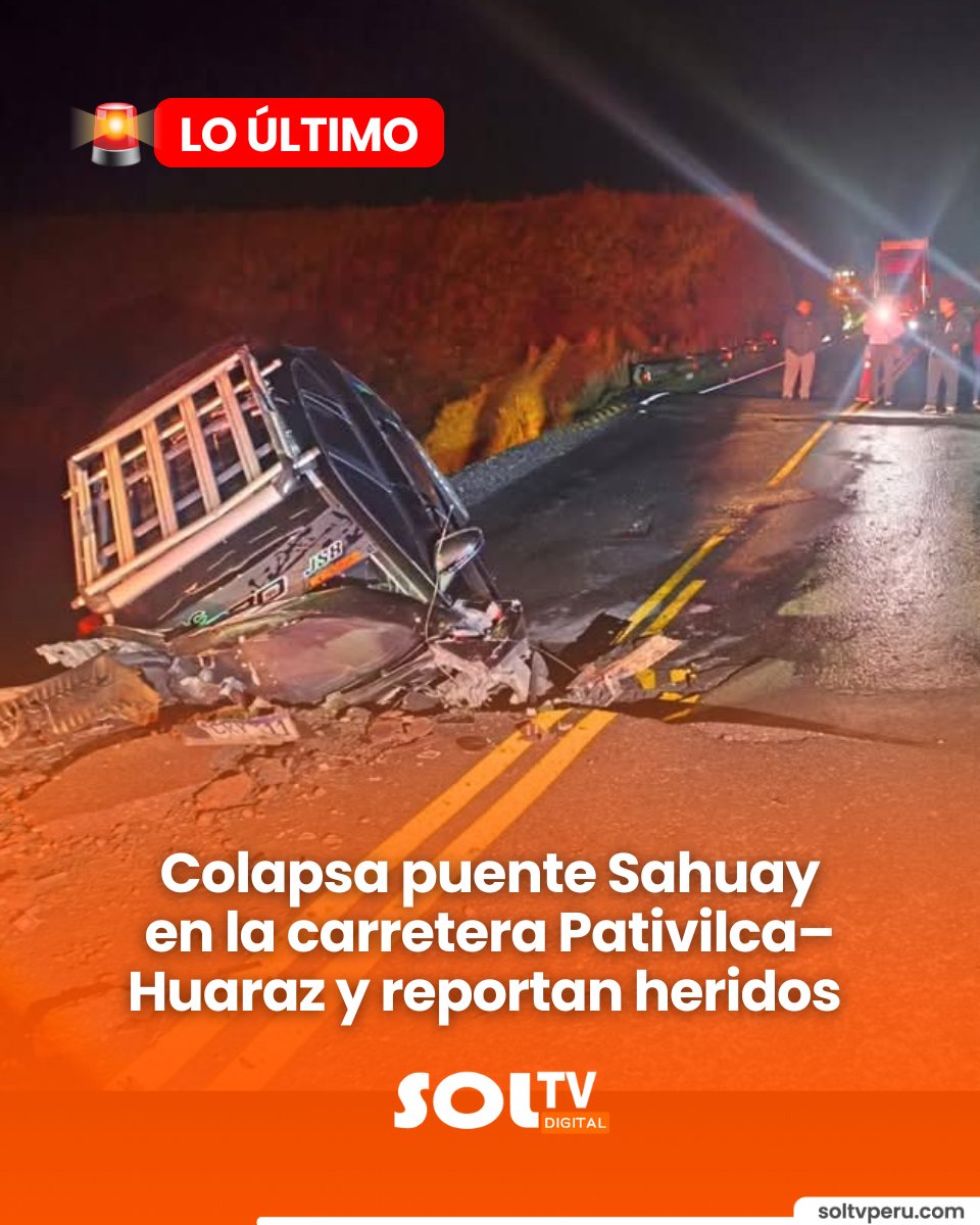 soltvcanal's tweet image. 🚨🚨🚨 #LO_ÚLTIMO #ÁNCASH l DAÑOS GRAVES. 
 El puente Sahuay colapsó en el tramo Catac–Conococha de la carretera Pativilca–Huaraz, una de las principales vías que conecta Áncash con Lima, a la altura del sector entre Pachacoto y Uchus Chaca. Según los primeros reportes, se