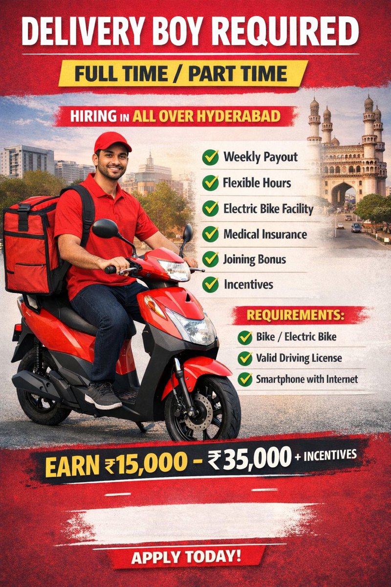 Mahiabhi14's tweet photo. #Deliverjobs #Driver #Hyderabadjobs
Hi All,
If anyone is looking for Part Time/Full Time jobs, DM me https://t.co/HbeWaVADwg