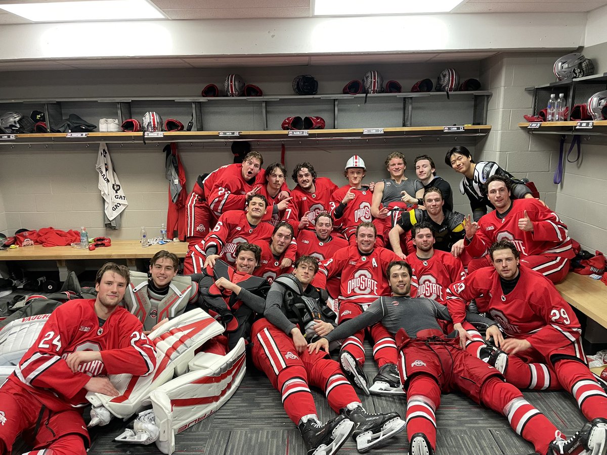 After the 7-1 quarterfinal win over the Badgers …

⚫️ Game puck to the TEAM
🎩 Hard hat to Broten Sabo 

#GoBucks