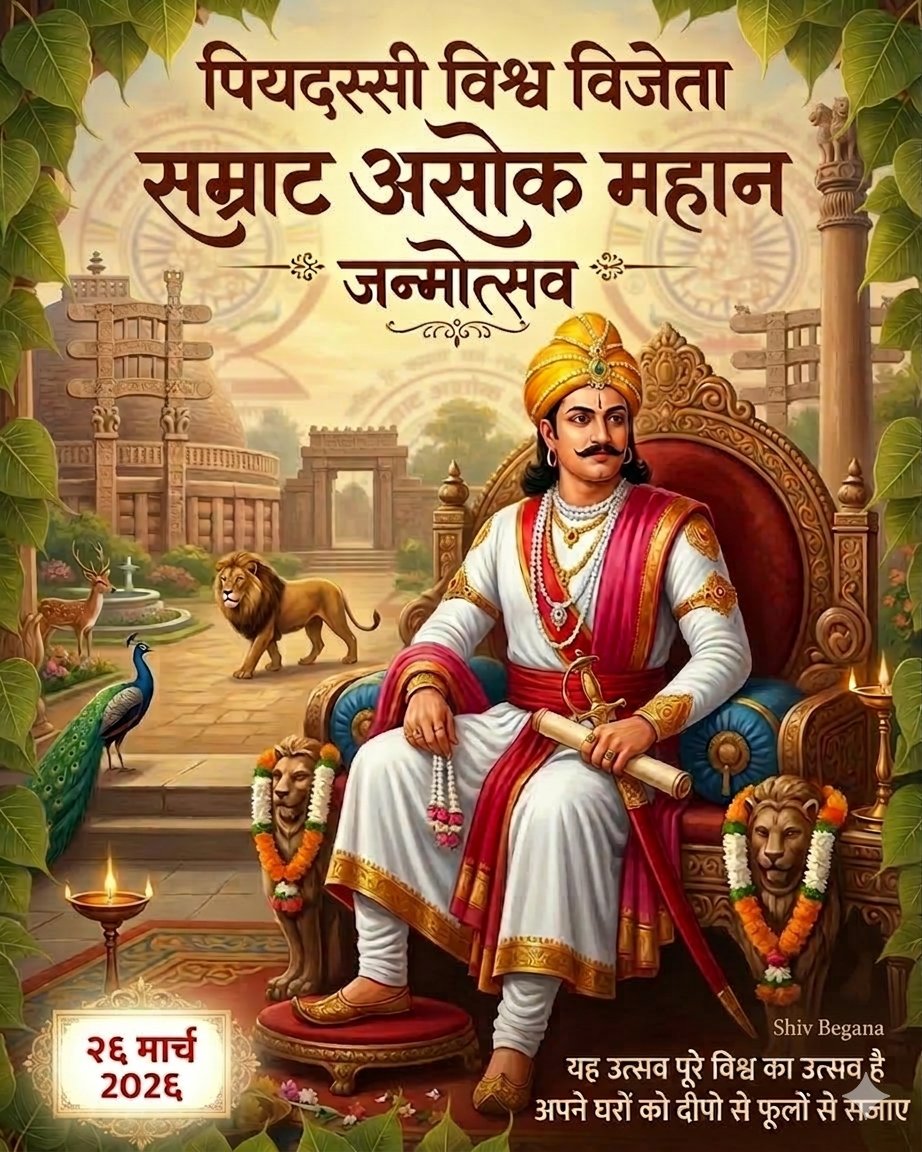 26 मार्च को सम्राट अशोक महान की जयंती पूरे देश मे हर्षोल्लास के साथ मनाई जाएगी।सभी भारतवासी अभी से जयंती की तैयारियाँ शुरू करें।
#सम्राट_अशोक_जयंती
#AshokJayanti
#सम्राट_अशोक_जयंती_पर_राष्ट्रीय_अवकाश
#26मार्च
<a href="/NitishKumar/">Nitish Kumar</a> <a href="/samrat4bjp/">Samrat Choudhary</a> <a href="/jitanrmanjhi/">Jitan Ram Manjhi</a> <a href="/yadavtejashwi/">Tejashwi Yadav</a>
<a href="/myogiadityanath/">Yogi Adityanath</a>